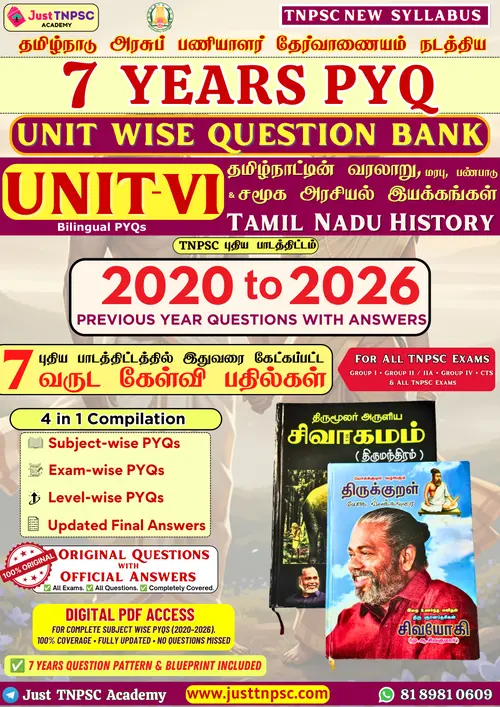 Tamil Nadu History PYQ Cover — 1,261 Questions