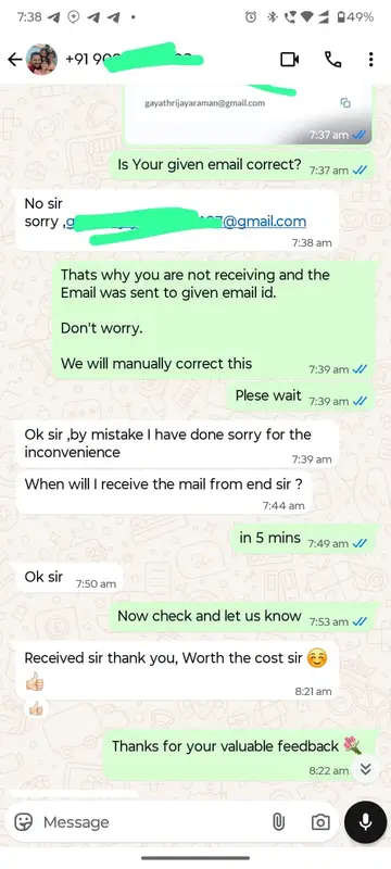WhatsApp Review Candidate Feedback 18