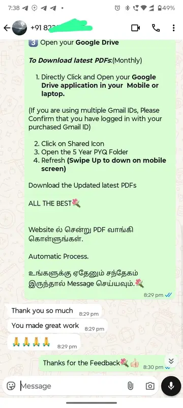 WhatsApp Review Candidate Feedback 20
